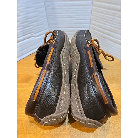 LL Bean Leather Slippers Flannel Lined Rubber Soles Mens 9M Preppy Outdoor Maine - Picture 4 of 10